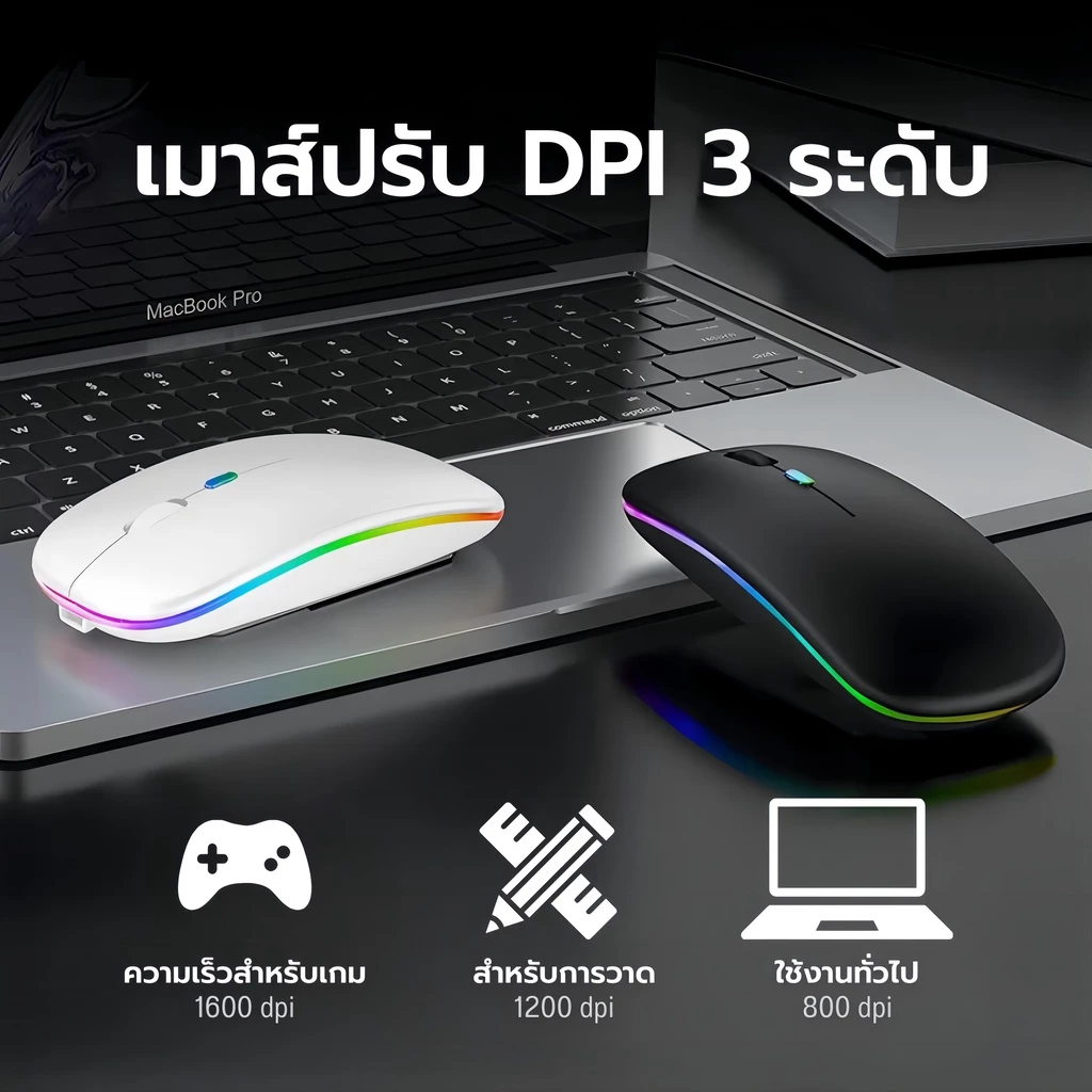 ชุดคีย์บอร์ด+เมาส์ไร้สาย แป้นพิมพ์ไทย 10 นิ้ว RGB Backlight thumbnail 4