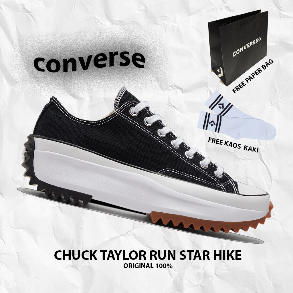 Converse Run Star Hike ขาวดำต่ำ Versatile