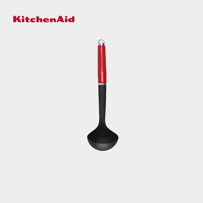 KitchenAid Nylon Cooking Ladle - Almond Cream/ Empire Red ช้อนไนล่อน