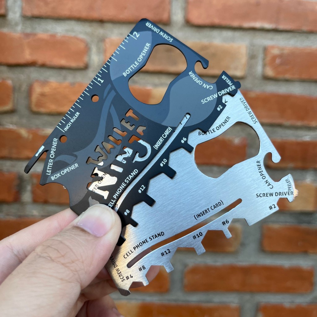 พร้อมส่ง - Black & Silver Ninja Wallet Card การ์ดอเนกประสงค์ แถมซองดำ TC-02