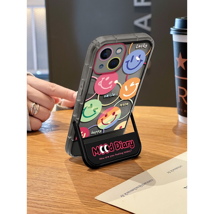 เคสโทรศัพท์มือถือ แบบพับได้ ลายหน้ายิ้ม สําหรับ OPPO A97 A96 A92s A53 A73 A72 A58 A78 A57 A77s A53s A55 A54 A17 A15 Reno 8T 6 A12 A31 A5s F11