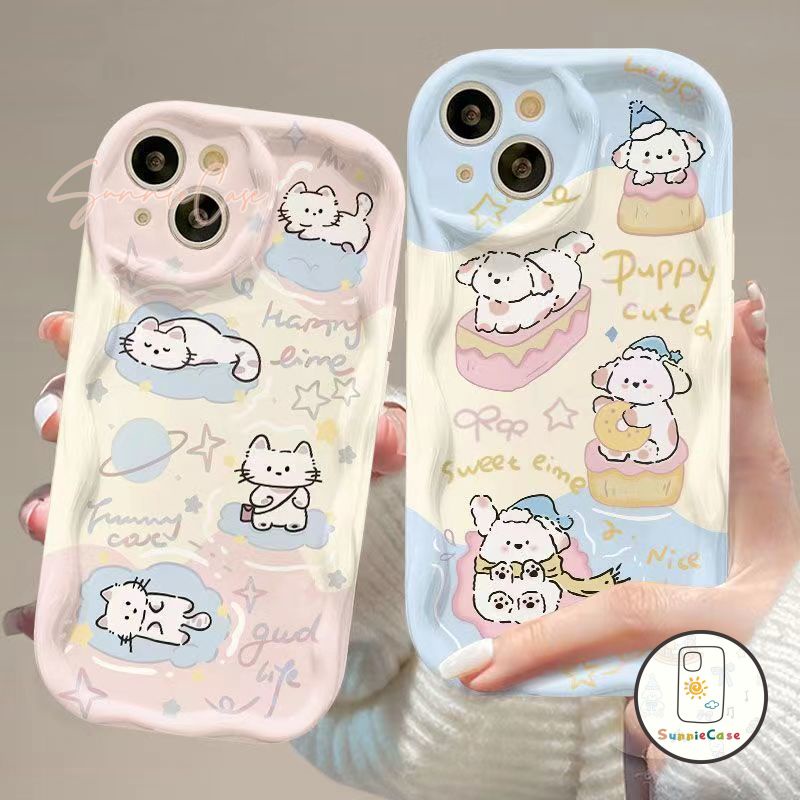 ลูกสุนัขน่ารักการ์ตูนแมว Tpu กรณีโทรศัพท์นุ่มเข้ากันได้ iPhone 7Plus 11 15 14 12 13 Pro Max 8 7 Plus X XR XS Max SE 2020