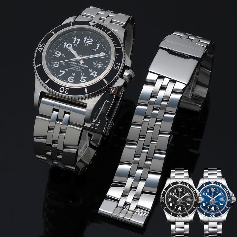 สายนาฬิกาข้อมือ สเตนเลสสตีล ขนาด 22 มม. 24 มม. คุณภาพสูง สําหรับ Breitling Watch Bands AVENGER NAVITIMER SUPEROCEAN