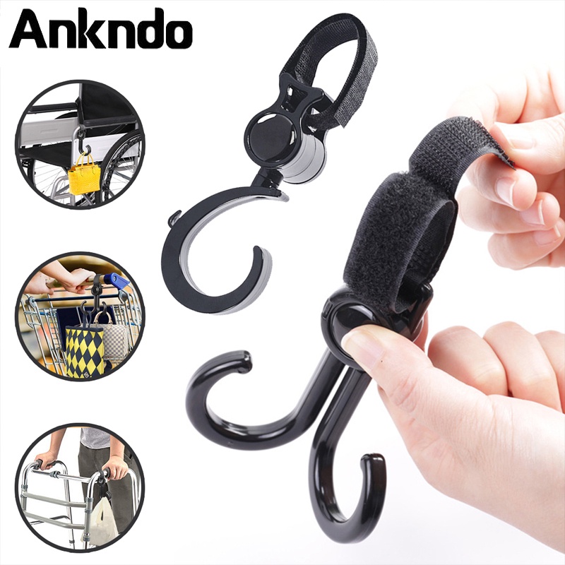 Ankndo ตะขอ ตะขอแขวนของ รถจักรยาน รถเข็นเด็ก แบบตะขอคู่ หมุนได้ 360 องศา ปรับได้ อุปกรณ์เสริม /รถไฟฟ้า/ที่จับรถจักรยานยนต์ ตะขอ