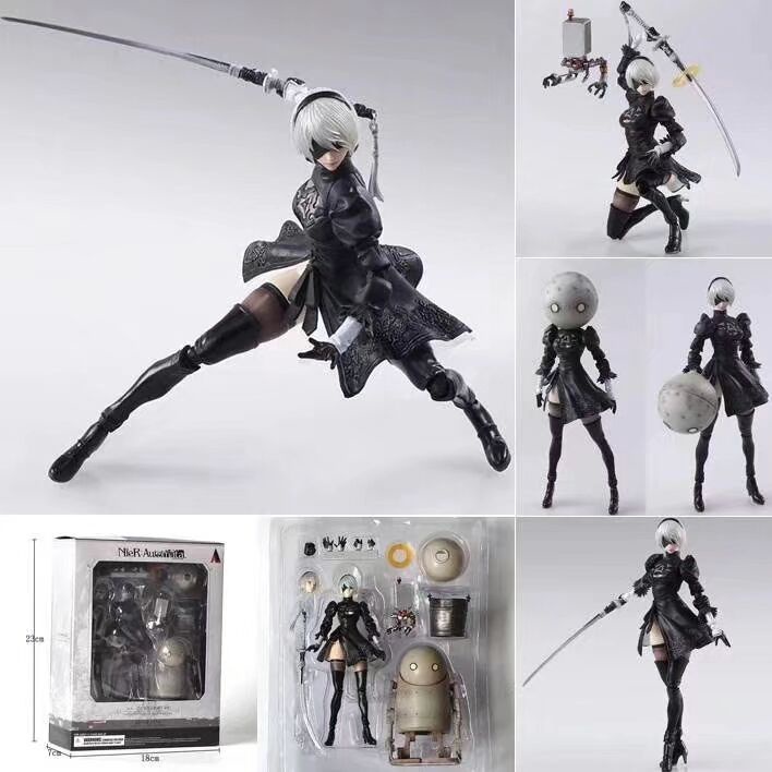 NieR:Automata: 2B & Machine Lifeform Action Figure "NieR" Series YoRHa No.2 Type B(2B) Face Changeab