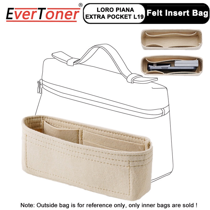 Evertoner กระเป๋าใส่เครื่องสําอาง ผ้าสักหลาด กันเสียรูป สําหรับ Loro Piana Extra Pocket L19