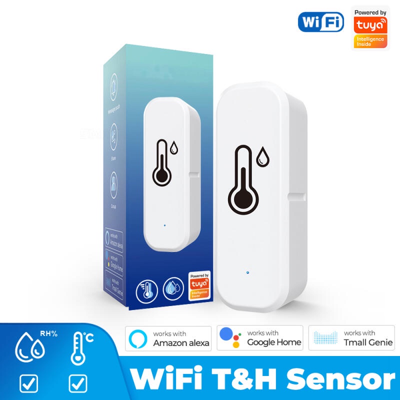 [พร้อมสต็อก] Tuya สมาร์ทเซ็นเซอร์อุณหภูมิและความชื้น WiFi APP Remote Monitor สําหรับ Smart Home var SmartLife Work พร้อม Alexa Google Assistant