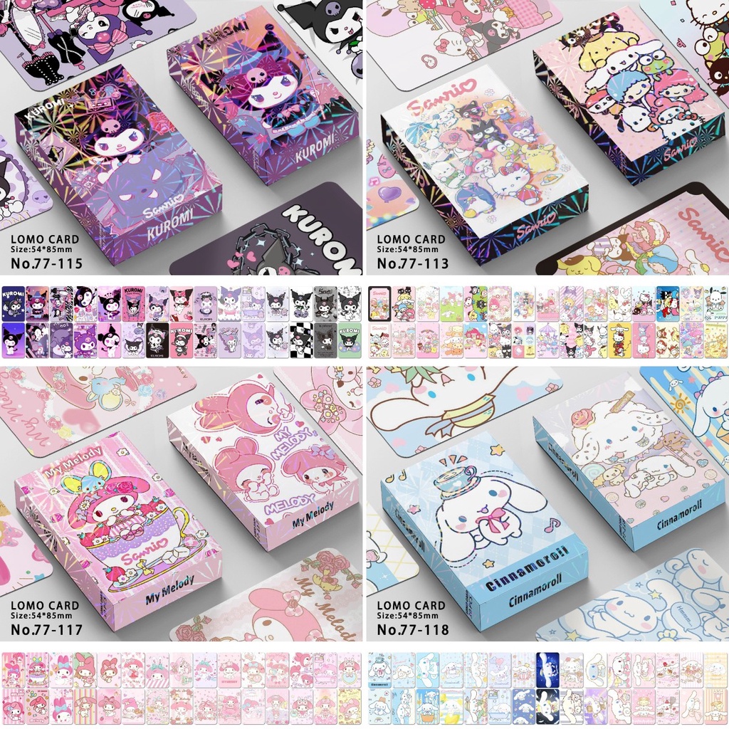 Sanrio Kuromi Hello Kitty Cinnamoroll Melody Photocard Double-sided Color Printing Lomo Card 30 ชิ้น ต่อกล่อง