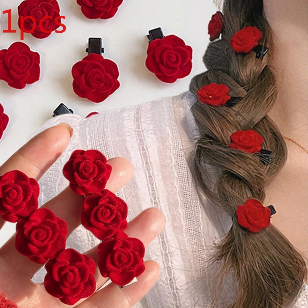 กิ๊บติดผม รูปดอกกุหลาบ ขนาดเล็ก สีแดง เข้ากับทุกการแต่งกาย สไตล์เจ้าหญิง 2024 1 ชิ้น