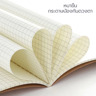 สมุด สมุดโน๊ต เย็บด้าย น้ำตาล มีเส้น เส้นกราฟ ขนาด A5 B5