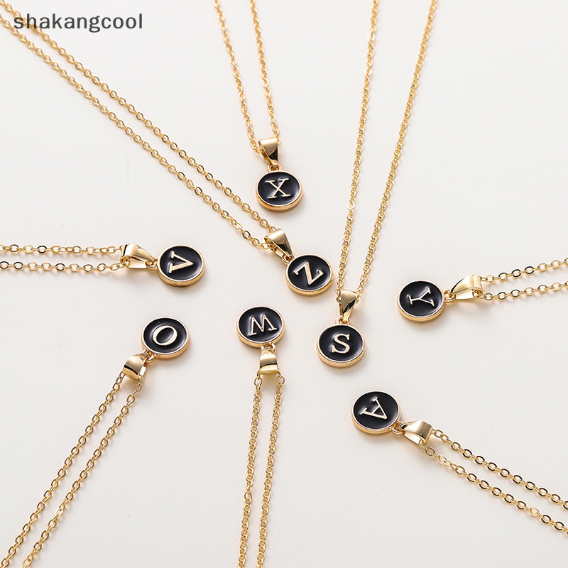 Shakangcool สร้อยคอโชคเกอร์ จี้ตัวอักษรภาษาอังกฤษ A-Z โลหะ สีดํา สําหรับผู้หญิง ผู้ชาย SGL