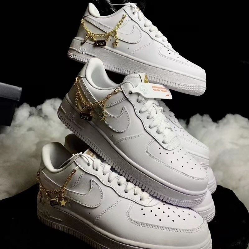 Nike AIR FORCE 1 Low LX " Lucky Charms “  white shoes with gold chain low top board shoes men women Flat shoes DD1525-10