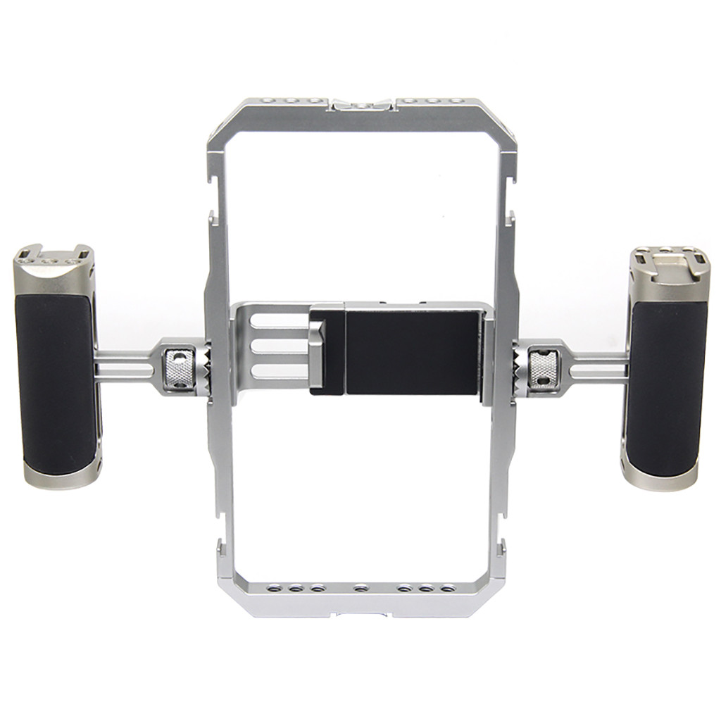 Bgning Universal Dual Handle สมาร์ทโฟนกรงมือถือ Rig พร้อมรองเท้าเย็นสําหรับบันทึกวิดีโอ Live Broadca
