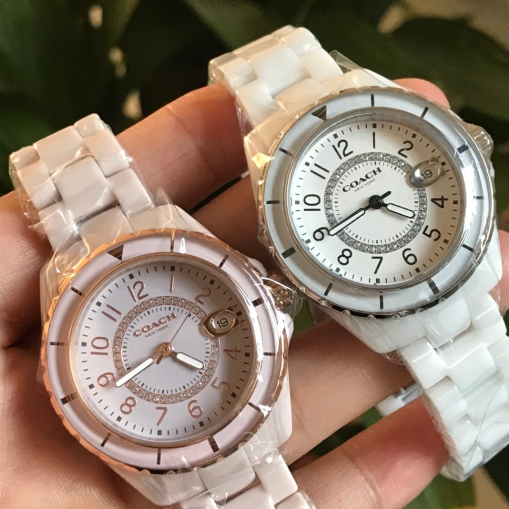 Coach woman's ceramic quartz watch casual business chrono analog 14503462 14503463 14503461 33mm