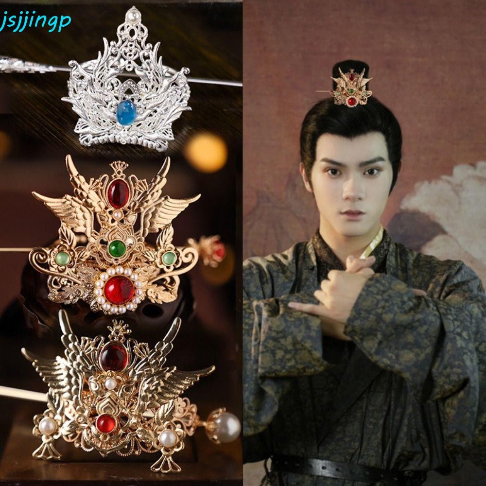 Jsjjingp มงกุฎผม Hanfu จีน, Headpiece Coloured Glaze หางม้า Bun ผมผู้ถือ,โบราณ Tang Dynasty Ming Dynasty Tiara คอสเพลย์
