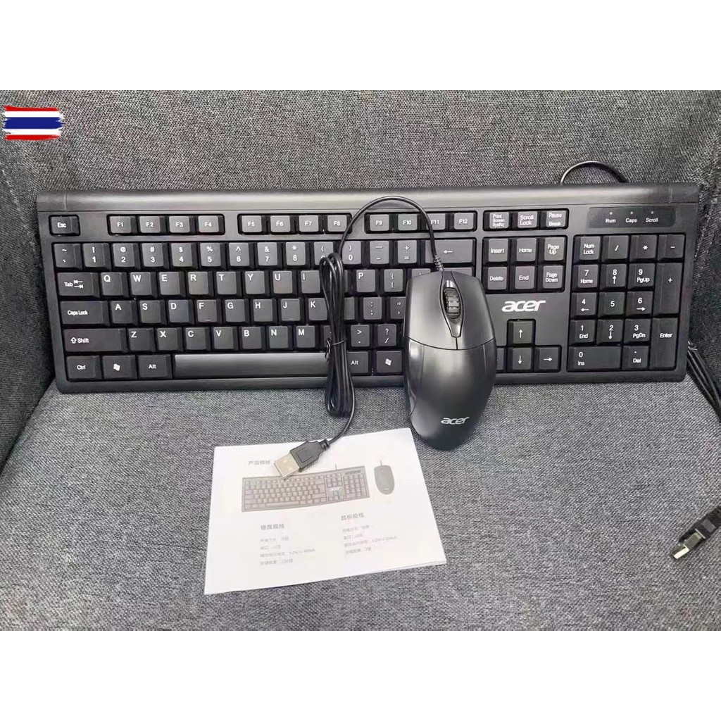 Acer OAK960 โน้ตุ๊กธุรกิจชุดคีย์อร์ดและเมาส์แมีสายคอมพิวเตอร์ตั้งโต๊ะ