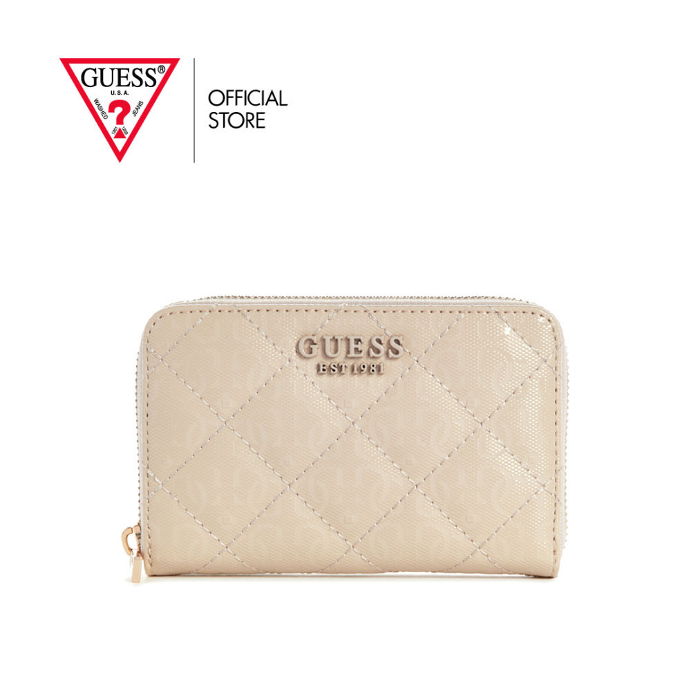 GUESS กระเป๋าสตางค์ผู้หญิง รุ่น GP8500140 LAUREL SLG MEDIUM ZIP AROUND สีเบจ