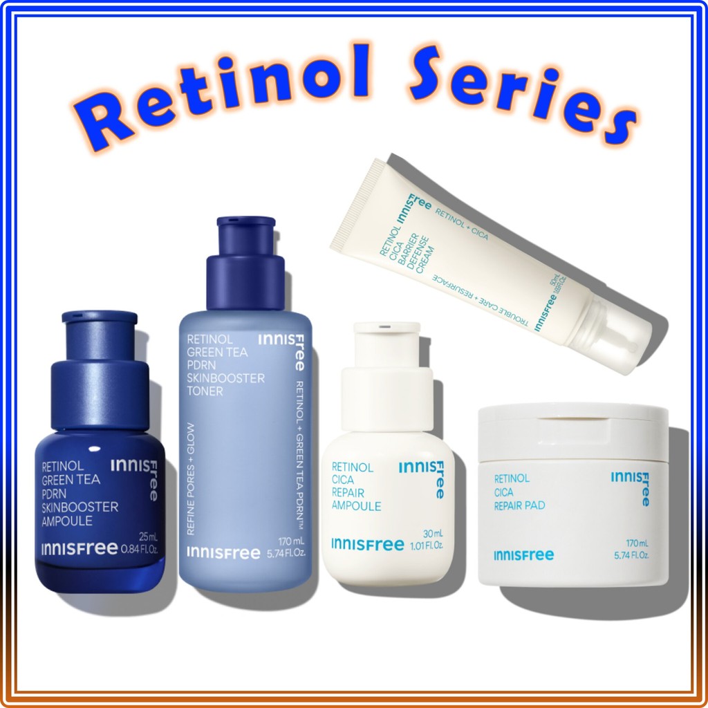 Innisfree Retinol Series( PDRN Ampoule, PDRN Toner, CICA Ampoule, CICA Cream, CICA PAD)