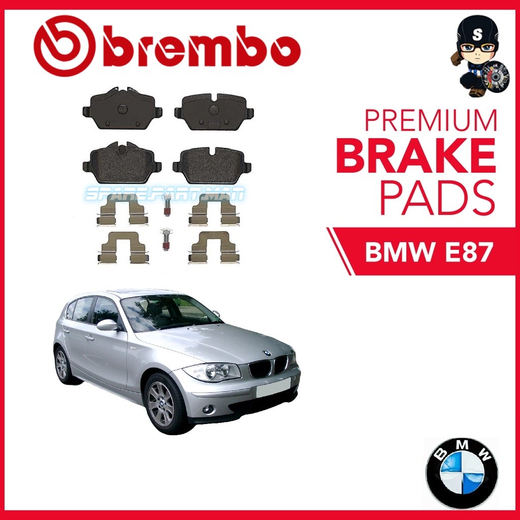 ผ้าเบรคหลัง BREMBO (1 ชุด) - BMW E87 116i,118i,120i, BMW E90 318,320i