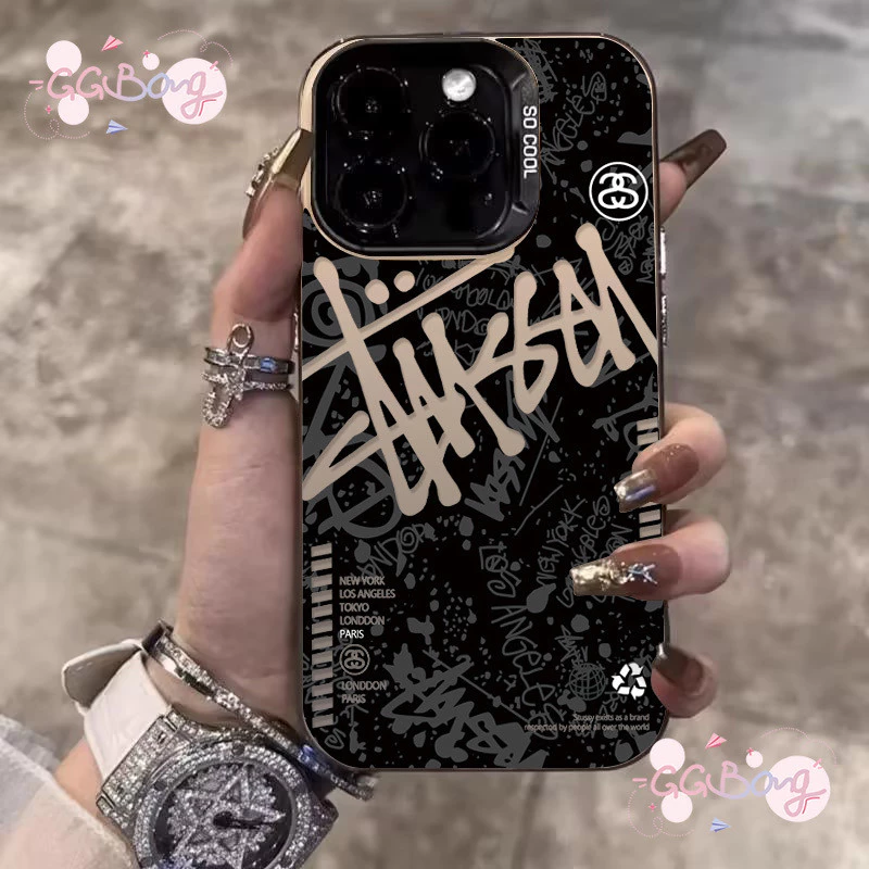 เทรนด์แบรนด์อังกฤษหรูหรา ฝาปิดเลนส์โลหะถัก เคสไอโฟน 16 17 air 11 13 15 XR 14 12 Pro Max X XS Max 16 7 14 8 Plus SE เคส
