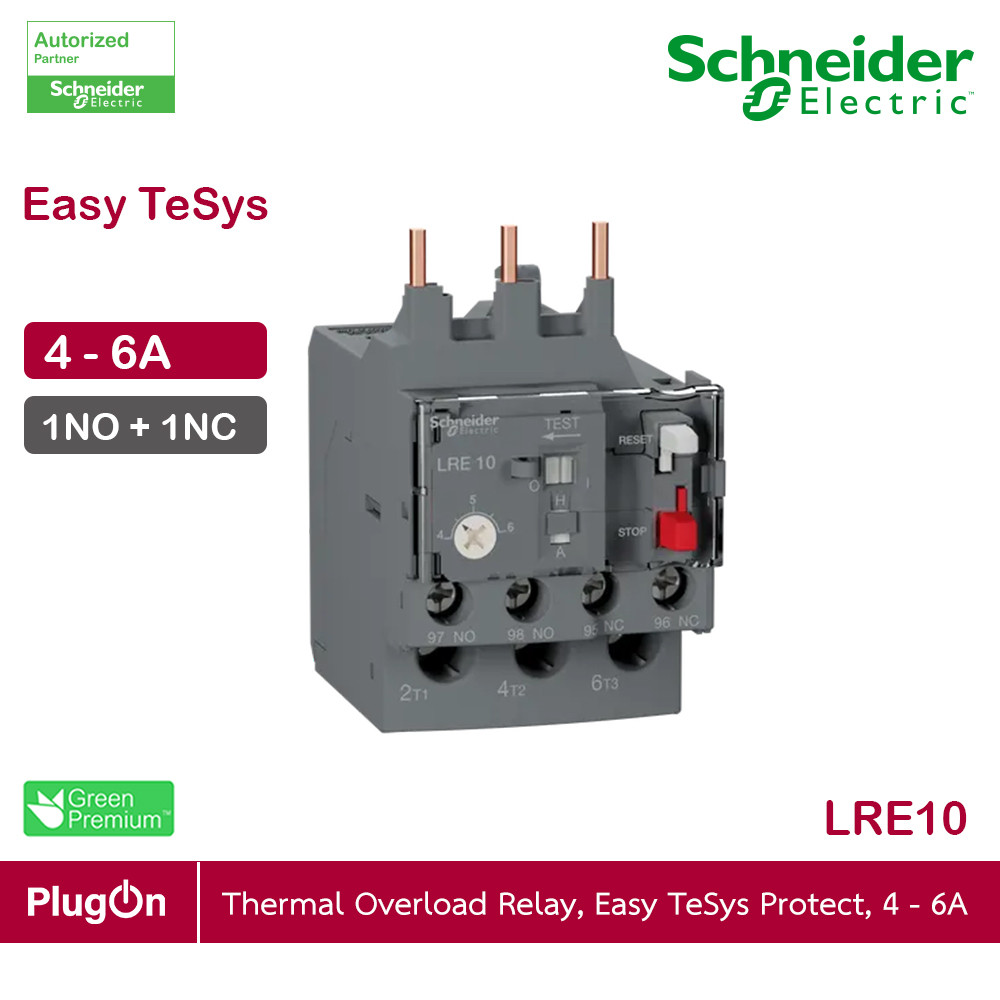 Schneider Electric Thermal โอเวอร์โหลดรีเลย์ EasyPact TVS 4-6 A 1NO+1NC class 10A | LRE10 | Ucanbuys