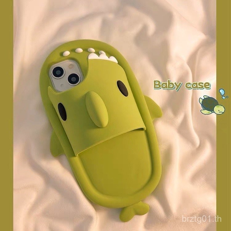 ♥ ♥   รองเท้าแตะฉลาม 3D ตลกจากคนดังทางอินเทอร์เน็ต พรีเมียม เลือกสรร เคสโทรศัพท์ Apple 14 Pro Max เค