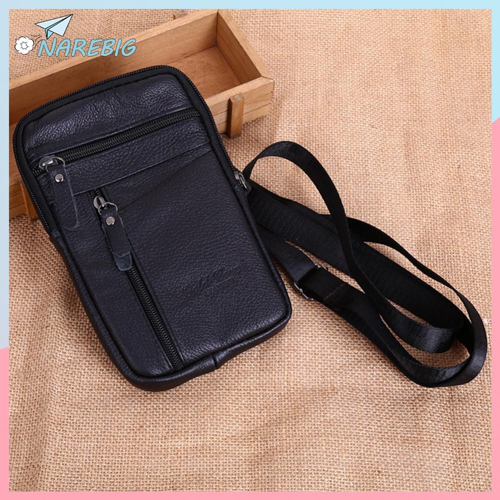 ส่งจากกรุงเทพ🚚 it Genuine Leather Men Shoulder Bag Business Casual Messenger Zip Phone Pouch ✿