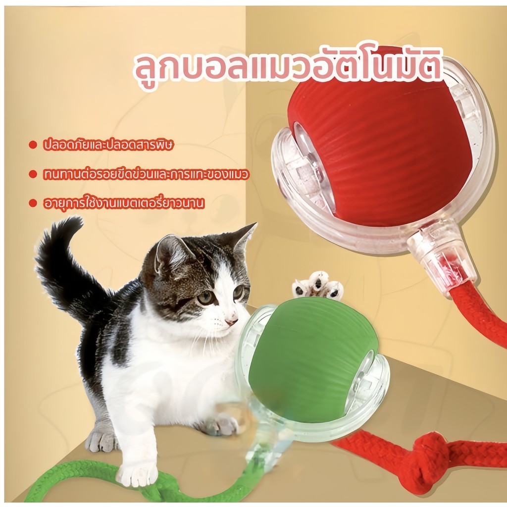 🎾 ลูกบอลอัตโนมัติสำหรับแมว ของเล่นแมวสมาร์ท หมุนได้ โต้ตอบได้ กระตุ้นการเล่น 🐱