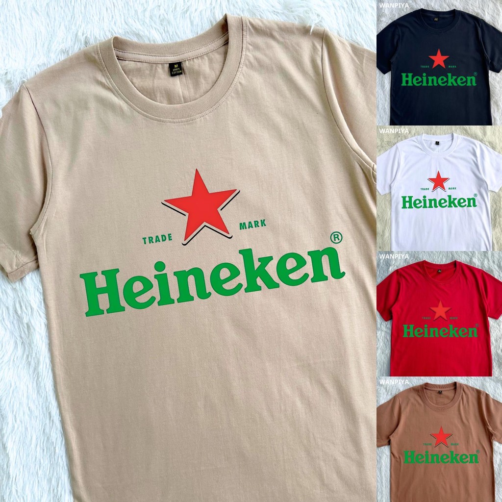 WANPIYA ไซส์ S-5XL เสื้อ ไฮเนเก้น เสื้อยืด เสื้อคอวี เสื้อครอป เสื้อเด็ก เสื้อOVERSIZE ผ้า Cotton 100% ผ้านุ่ม ใส่สบาย