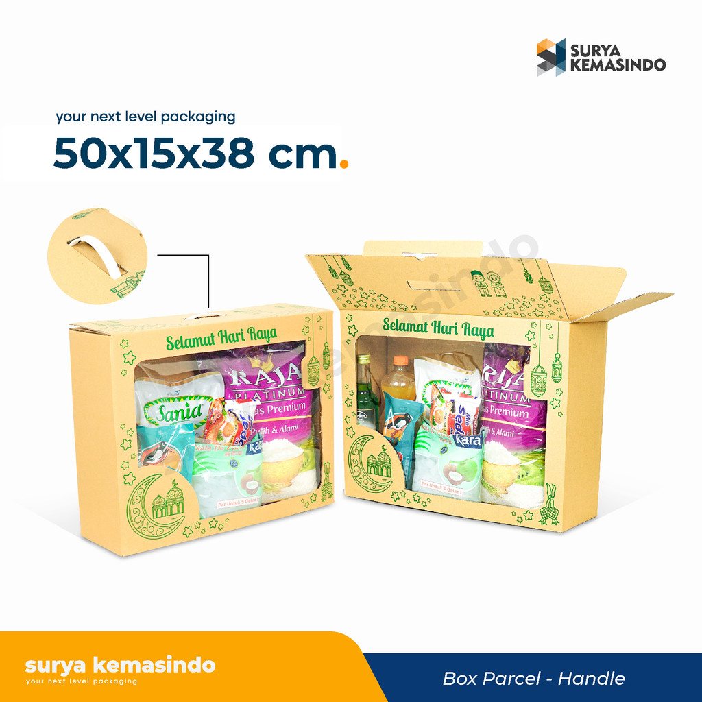 BOX 50x15x38 (SIZE-M) ที่จับกระดาษแข็ง/ถือ/พัสดุ/พัสดุ/Eid/Eid al-Fitr/Fader/Eid Mubarak/Eid/Eid/Eid