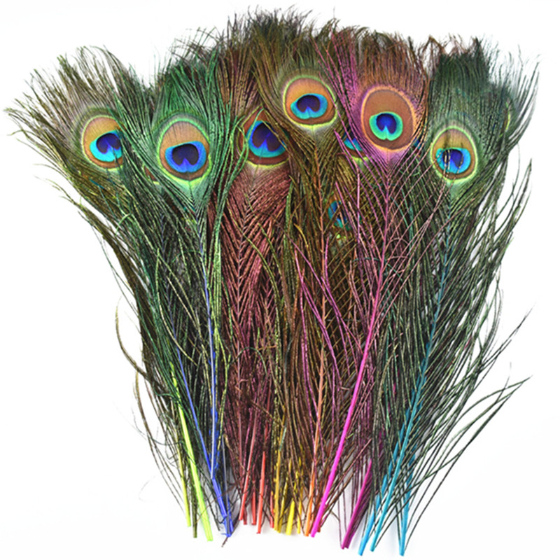 10 ชิ้น/ล็อตนกยูง Feather 25-30 ซม./10-12" นกยูงธรรมชาติ Feathers สําหรับหัตถกรรมเครื่องประดับทํางานแต่งงาน Feathers ตกแต่ง Plumas