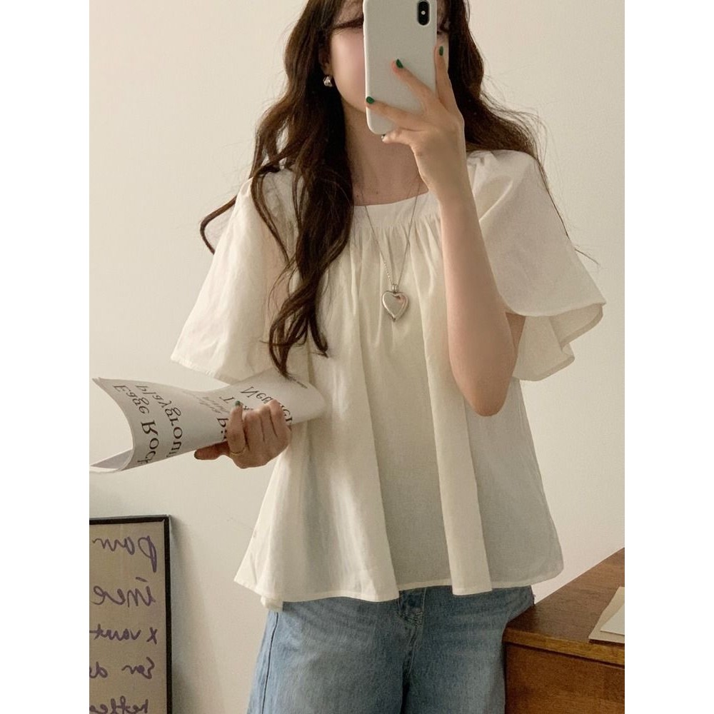⭐Fern Shop เวอร์ชั่นเกาหลีด้านบนฤดูร้อนเสื้อแขนสั้นเสื้อยืดผู้หญิง