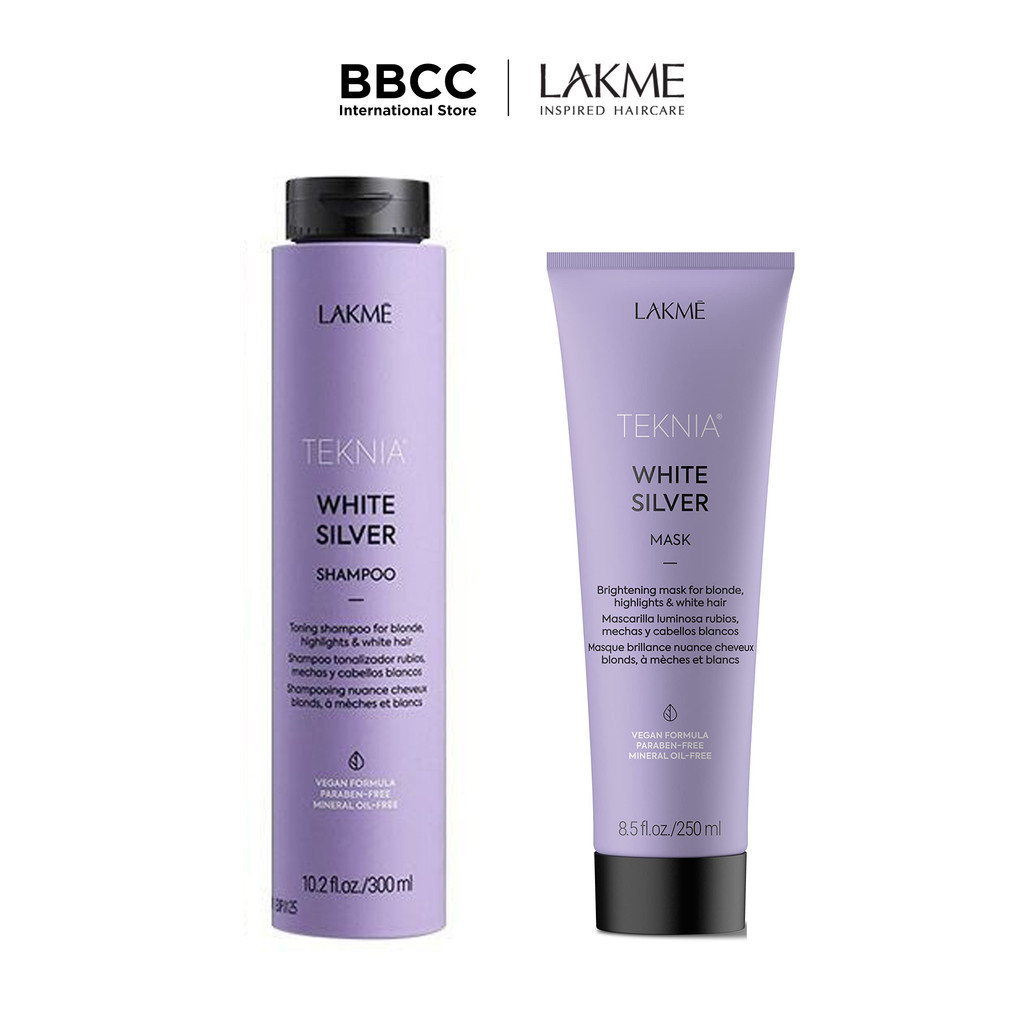 Lakme Teknia White Silver Shampoo & Mask | โทนนิ่ง แชมพูม่วง สําหรับผมบลอนด์ ไฮไลท์ ผมฟอกขาวและขาว | ลบโทนเหลืองและบราวซี่ 300มล