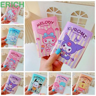 Erich Kuromi กระเป๋าสตางค์ หนัง PU พับได้ ลาย Pochacco Melody Kawaii สําหรับนักเรียน