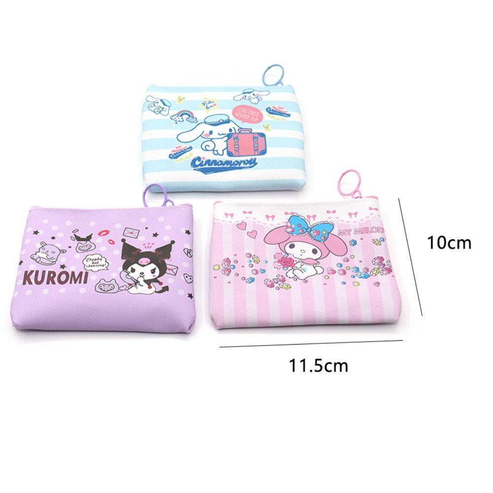 Tonfashion กระเป๋าใส่เหรียญ, กระเป๋าใส่พวงกุญแจ แบบพกพา Kawaii, กระเป๋าแต่งหน้า ขนาดเล็ก Cinnamoroll Kuromi กระเป๋าเก็บหูฟังผู้หญิง