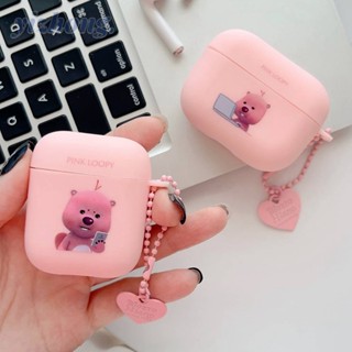 เคสหูฟัง TPU นิ่ม เนื้อแมตต์ กันหาย ลายการ์ตูนหัวใจน่ารัก สีชมพู สําหรับ Airpods Pro 2 3 1