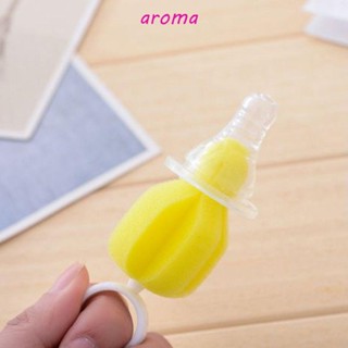 Aroma ชุดแปรงฟองน้ํา แบบนิ่ม หมุนได้ 360 องศา สําหรับทําความสะอาดจุกนมหลอกเด็ก