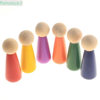 Fishstick1 บล็อคตัวต่อ รูปบ้านตุ๊กตามอนเตสซอรี่ 6 สี ของเล่นสําหรับเด็ก