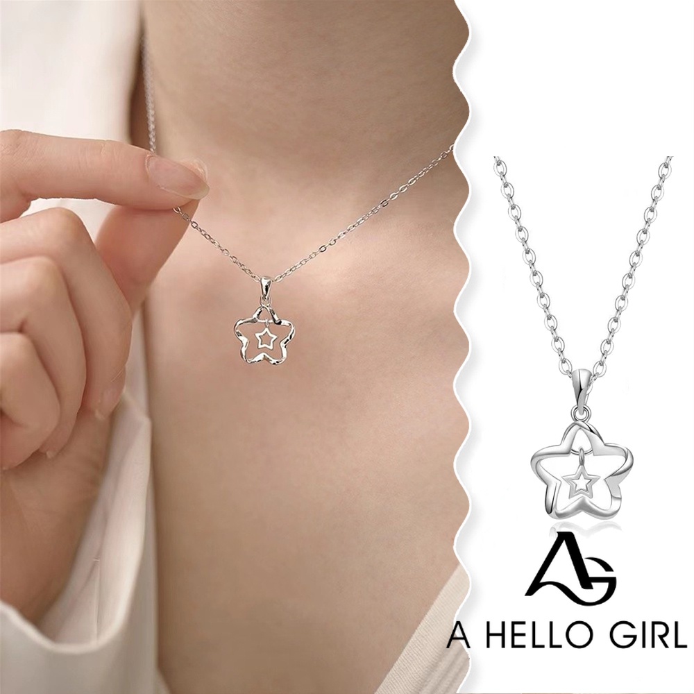 A HELLO GIRL สร้อยคอโซ่ จี้รูปดาว ดอกไม้ หรูหรา เข้ากับทุกชุด สําหรับผู้หญิง 2023 S925