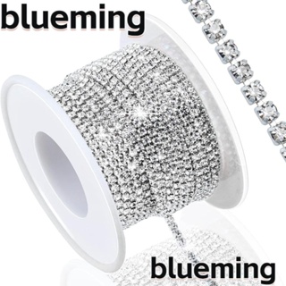 Blueming2 แถบคริสตัลพลอยเทียม SS6 2 มม. 10 หลา สีเงิน สําหรับตกแต่งเครื่องประดับ DIY