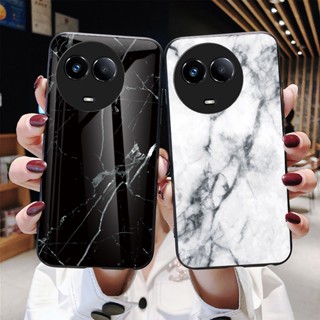 เคสโทรศัพท์มือถือกระจกนิรภัย TPU แบบนิ่ม ลายหินอ่อน สําหรับ Realme 11 5G 4G 2023 Realme11