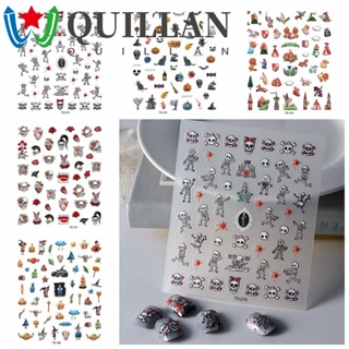 Quillan สติกเกอร์ติดเล็บ ลายการ์ตูนฟักทองฮาโลวีน ผี กะโหลก ฮาโลวีน หลากสี สําหรับตกแต่งเล็บ DIY