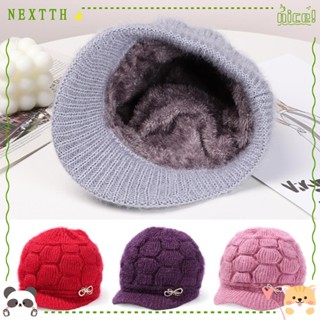 Nextth หมวกผ้าขนสัตว์ สีพื้น ฤดูหนาว หมวกกันลม หมวกถัก