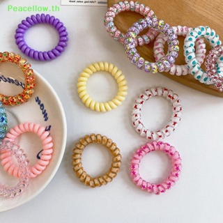 Peacellow ยางรัดผม แบบเกลียว ยืดหยุ่น สีแคนดี้ แฟชั่นฤดูร้อน สําหรับเด็กผู้หญิง 6 ชิ้น