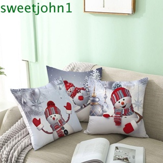 Sweetjohn ปลอกหมอน ลายซานตาคลอส สโนว์แมน ของขวัญ สําหรับตกแต่งบ้าน ห้องนั่งเล่น