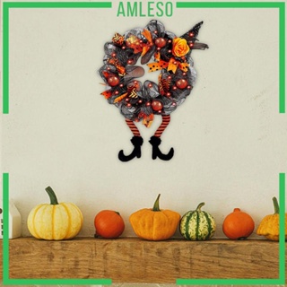 [Amleso] พวงหรีดฮาโลวีน สําหรับประตูหน้า ตกแต่งปาร์ตี้