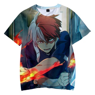 เสื้อยืดคอกลม พิมพ์ลายอนิเมะ Shoto Todoroki สไตล์ฮาราจูกุ