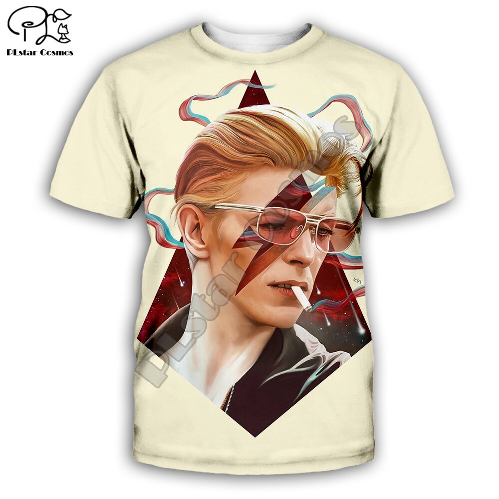 ใหม่ เสื้อยืด พิมพ์ลายนักร้อง David Bowie ยอดนิยม สไตล์ฮาราจูกุ