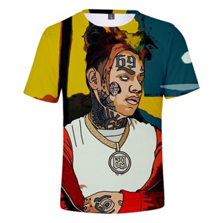 เสื้อยืด พิมพ์ลายนักร้อง 6Ix9Ine สไตล์ฮาราจูกุ แฟชั่นยอดนิยม