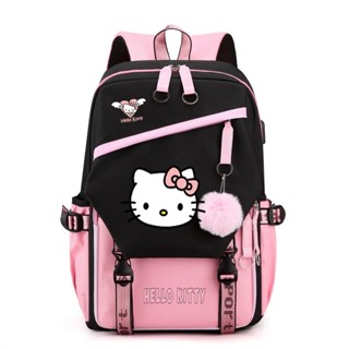 กระเป๋าเป้สะพายหลัง กระเป๋านักเรียน พิมพ์ลาย Hello Kitty สําหรับเด็ก